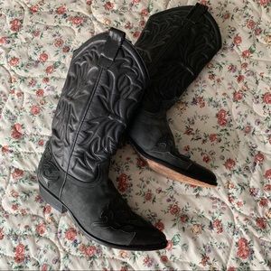 Black cowboy boots, soft genuine leather